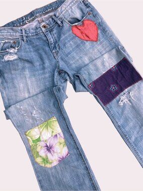 Vintage Y2k Madewell Boot Legger Festival Jeans Sz 29, 100% Cotton Artisan Boho
